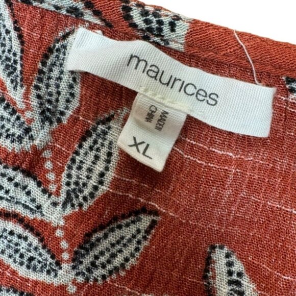 Maurices XL Floral Lace-Trim Tank Top Rust/Cream Boho Style Rayon Womens Blouse - Picture 3 of 5